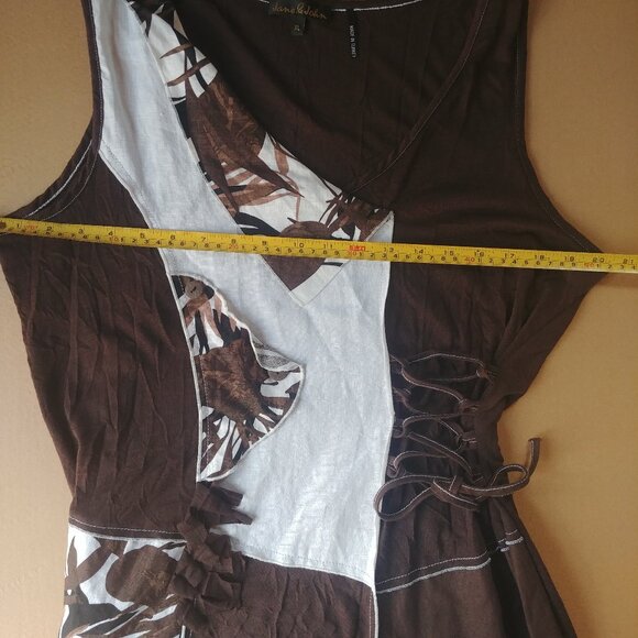 Jane & John brown white patchwork linen dress lagenlook size XL - Picture 15 of 15